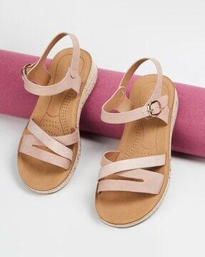 women round-toe slip-on flat sandals