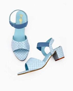 women round-toe slip-on heeled sandals