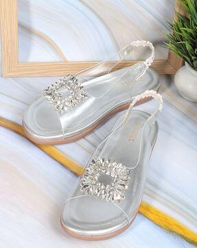 women round-toe slip-on sandals