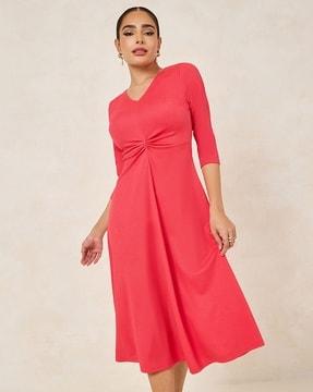 women ruched a-line dress