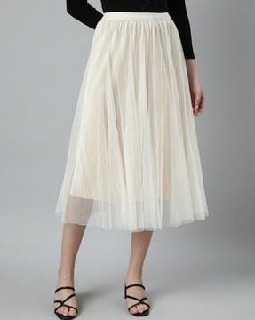 women ruched flared skirt