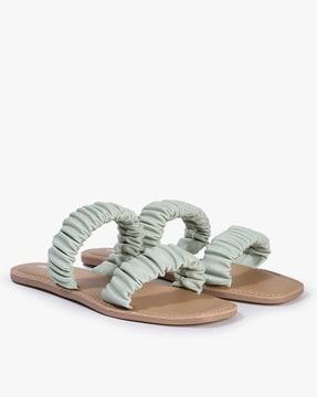 women ruched flat sandals