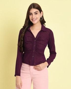 women ruched regular fit shirt