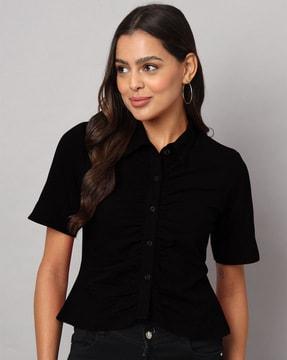 women ruched regular fit shirt