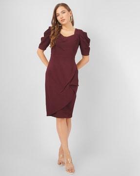 women ruched sheath dress