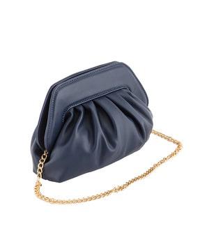 women ruched sling bag with chain strap