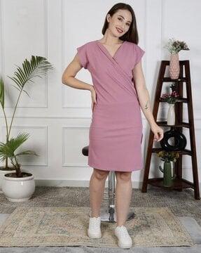 women ruched wrap dress