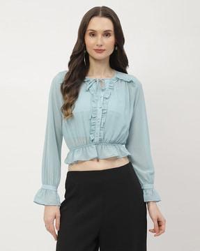 women ruffled relaxed fit peplum top