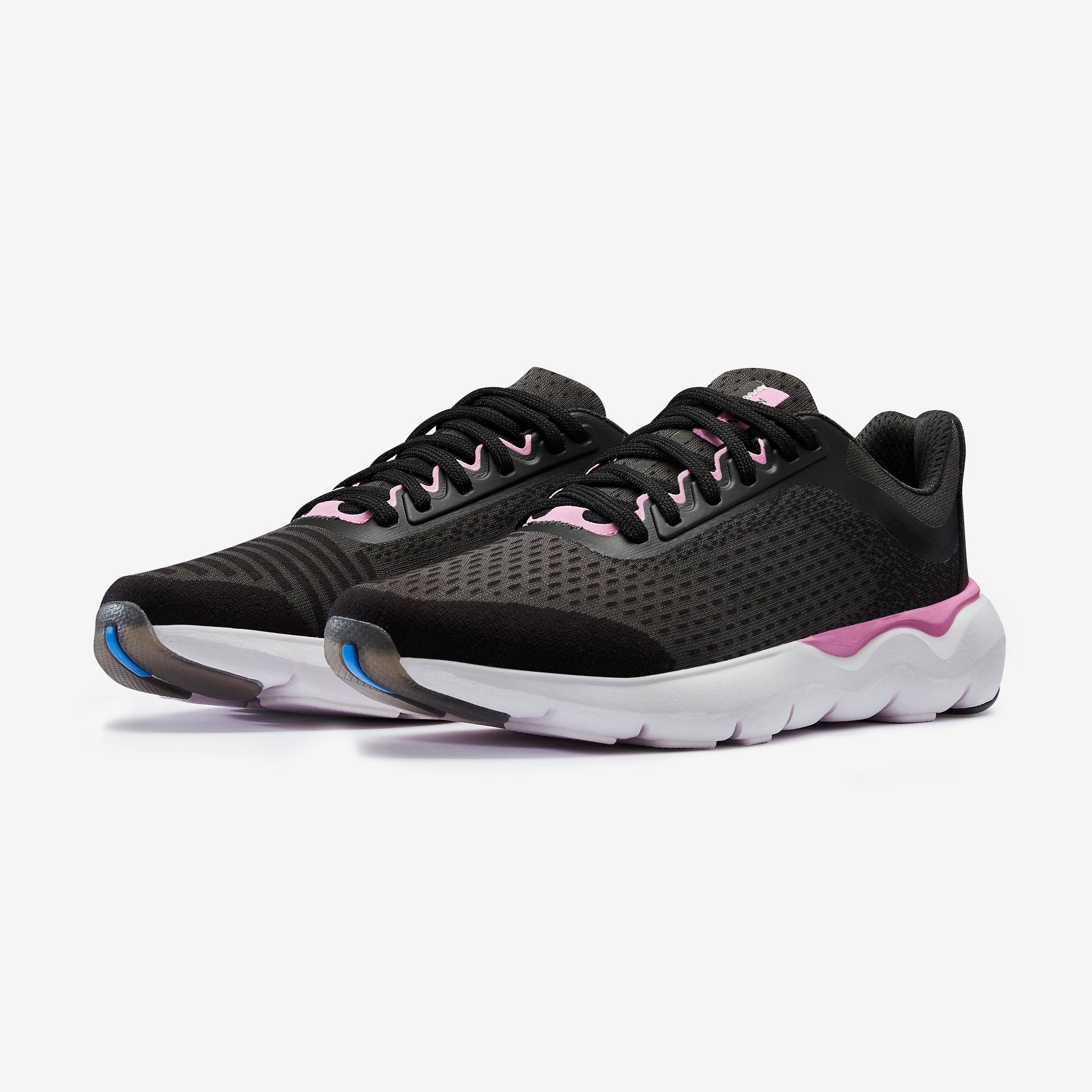 women running shoes jogflow 500.1 - dark grey and pink.