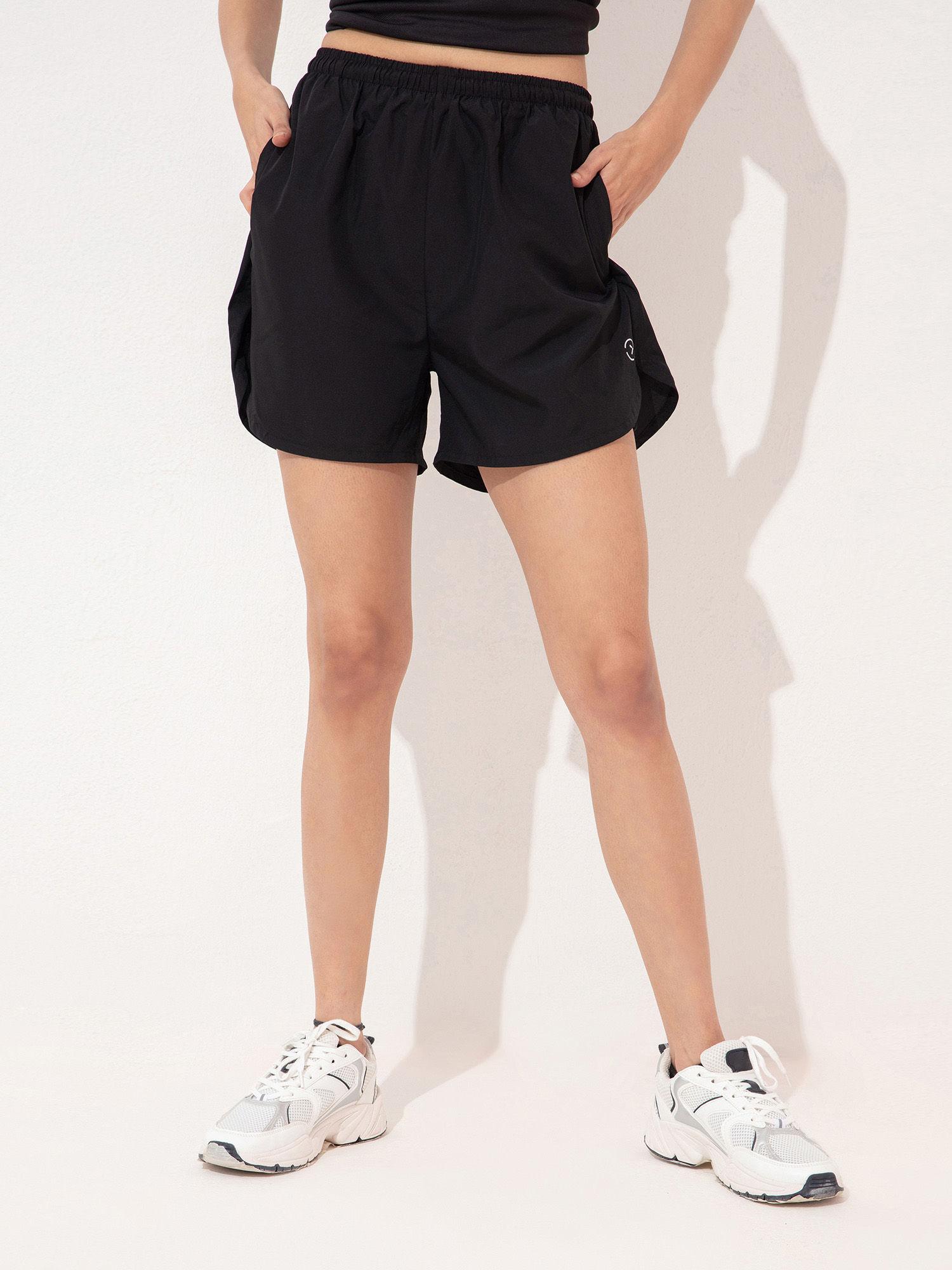 women running stride sports shorts with inner layer
