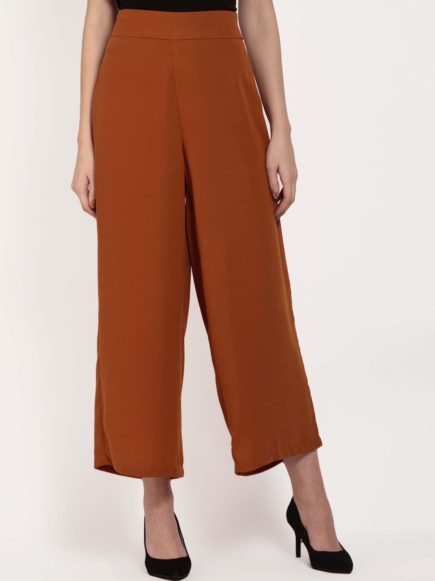 women rust parallel trousers