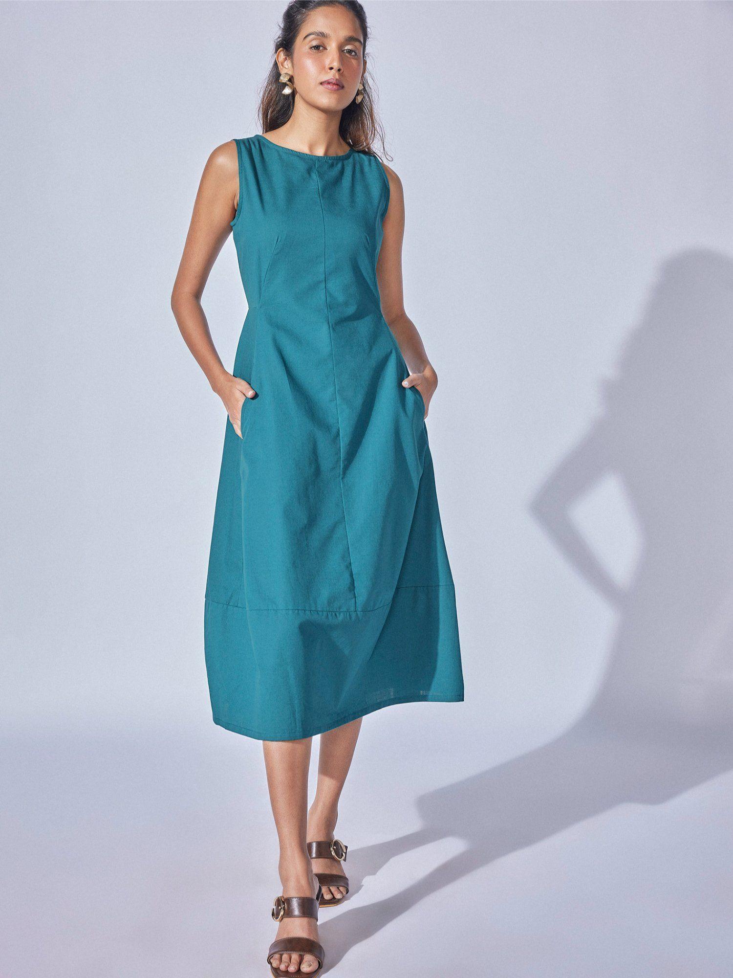 women sage linen a line dress