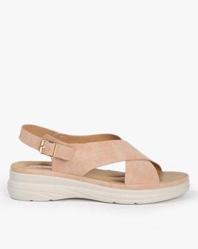 women sandals with buckle closure