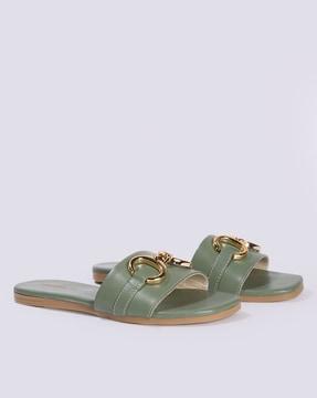 women sandals with metal accent