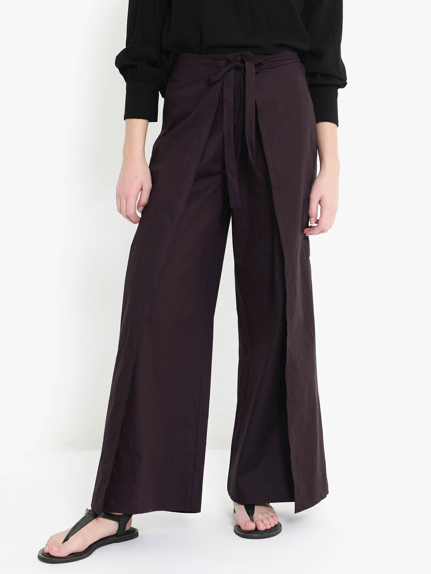 women sanremo solid maroon trouser