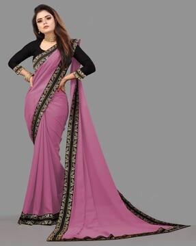 women saree with contrast embellished border