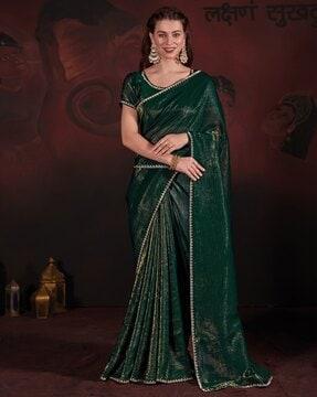 women saree with contrast embellished border