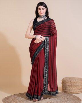 women saree with contrast embellished border