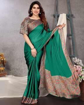 women saree with contrast floral border