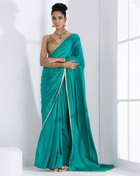 women saree with contrast lace border