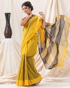 women saree with contrast striped border