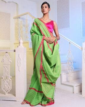 women saree with contrast striped border