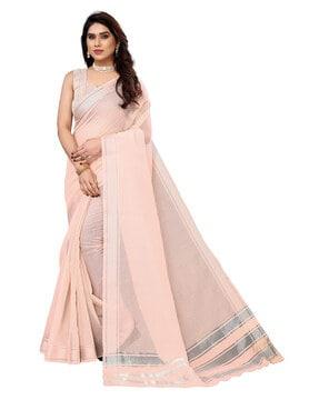 women saree with contrast striped border