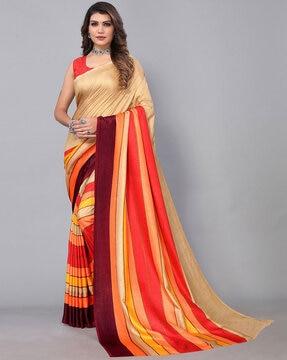 women saree with contrast striped border
