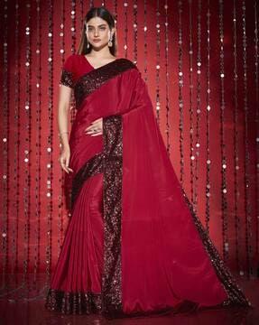 women saree with embellished border