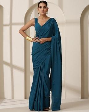 women saree with embellished pallu