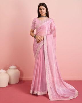 women saree with embroidered border