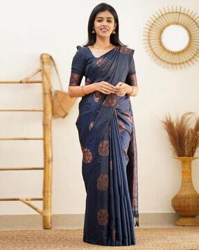 women saree with floral woven motifs