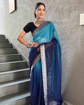 women saree with lace border