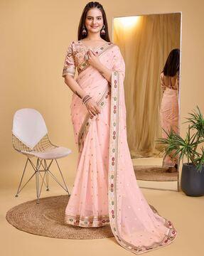 women saree with lace border