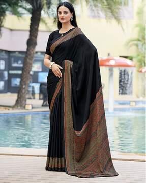 women saree with paisley print border