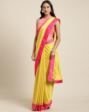 women saree with patch border