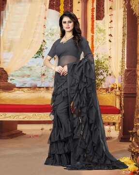 women saree with ruffled border