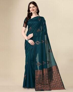 women saree with woven motifs