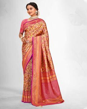 women saree with woven motifs