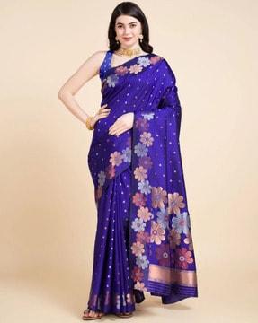 women saree with woven motifs