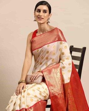 women saree with zari border