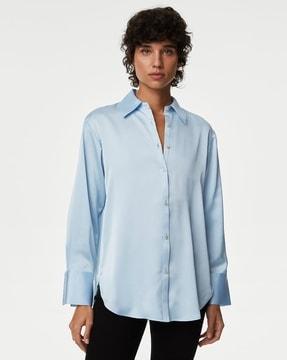 women satin loose fit shirt