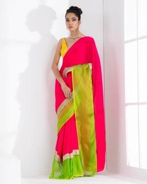 women satin saree with contrast border