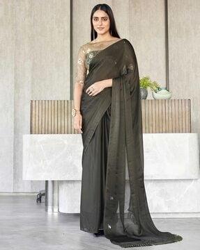 women satin saree with tassels