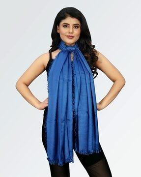 women scarf with frayed hem