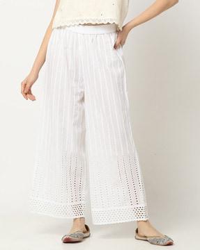 women schiffli embroidered palazzos