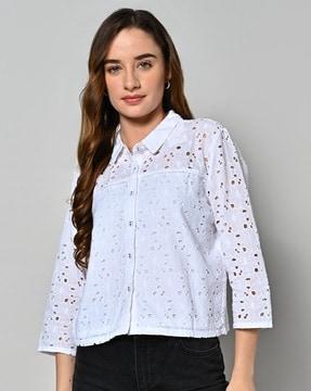 women schiffli embroidered shirt