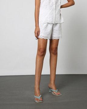 women schiffli embroidered shorts