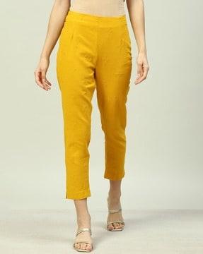 women schiffli embroidered straight fit pants