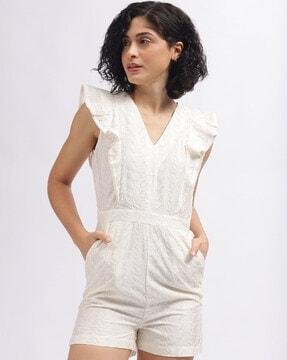 women schifilli embroidered playsuit with insert pockets